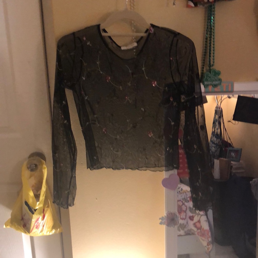 See through long sleeve top